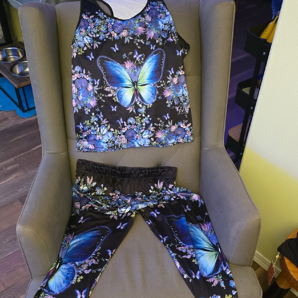 Butterfly Print Tank and Leggings Set